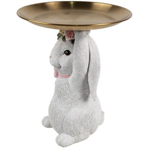 Clayre & Eef Dekoracja Królik z miską białe...