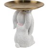Clayre & Eef Dekoracja Królik z miską białe złoto Ø 21 cm polyresin