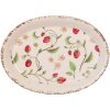 Clayre & Eef Talerz dekoracyjny 25x18x3 cm Beżowo-czerwony z motywem truskawek