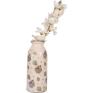 Clayre & Eef 6CE2023 Wazon Antyczny Ceramiczny Wazon Kwiatowy Beżowy Różowy Ø 8x20 cm