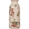 Clayre & Eef 6CE2027 Wazon Beżowy Różowy Kwiatowy Wzór Ø 8x20 cm Vintage Ceramika