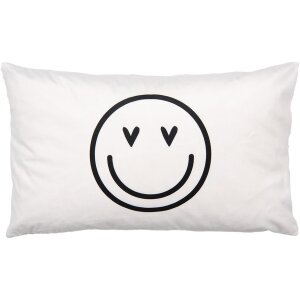 Clayre & Eef BHS36-3 Poszewka na poduszkę 30x50 cm Czarny Biały Motyw Buźki