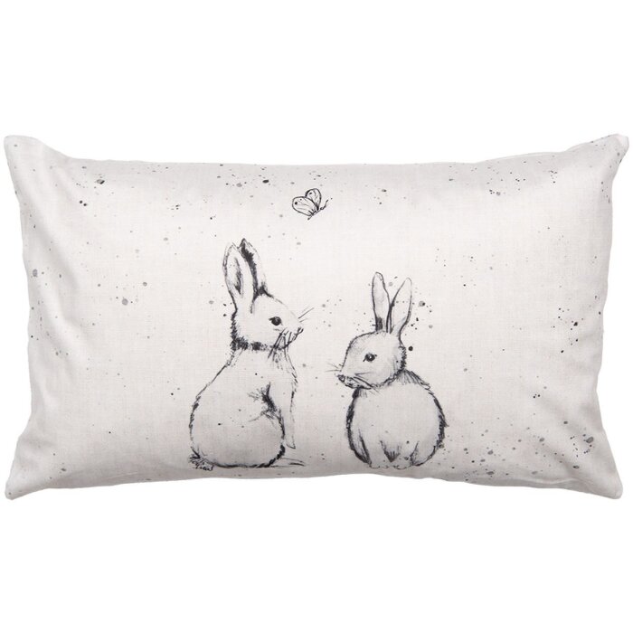 Clayre & Eef Poszewka na poduszkę BNS36-1 30x50 cm Styl wiejski Beżowy Szary Królik