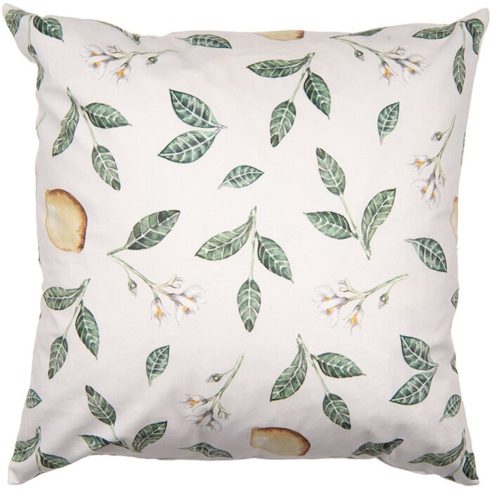 Clayre & Eef LEL22 Poszewka na poduszkę 45x45 cm Beżowy kwiatowy wzór w stylu country