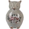 Clayre & Eef Dekoracyjna figurka ceramiczna sowa szaro-różowa 11x10x17 cm styl wiejski
