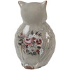 Clayre & Eef Dekoracyjna figurka ceramiczna sowa szaro-różowa 11x10x17 cm styl wiejski