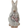 Clayre & Eef Królik dekoracyjny ceramiczny szaro-różowy 13x10x21 cm styl wiejski vintage