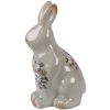 Clayre & Eef Królik dekoracyjny ceramiczny szaro-różowy 13x10x21 cm styl wiejski vintage