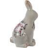 Clayre & Eef Królik dekoracyjny ceramiczny szaro-różowy 13x10x21 cm styl wiejski vintage