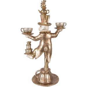 Clayre & Eef dekoracyjny królik złoty 35x22x58 cm polyresin z serwisem do herbaty