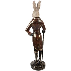 Clayre & Eef Królik dekoracyjny polyresin beżowo-czerwony 17x15x51 cm Figurka wielkanocna