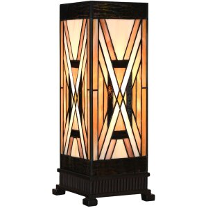 LumiLamp 5LL-6359 Lampa stołowa Tiffany brązowo-beżowa...