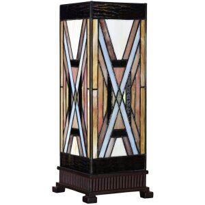 LumiLamp 5LL-6359 Lampa stołowa Tiffany brązowo-beżowa 17x17x44 cm E27 40W