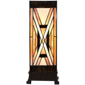 LumiLamp 5LL-6359 Lampa stołowa Tiffany brązowo-beżowa 17x17x44 cm E27 40W