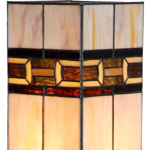 LumiLamp 5LL-6360 Lampa Stołowa Tiffany Beżowo Brązowa 44cm E27 Szkło Polyresin