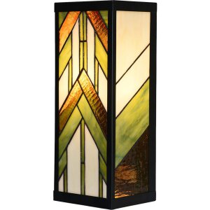 LumiLamp 5LL-6361 Lampa ścienna Tiffany beżowo-zielona 14x16x40 cm E27 szkło metal