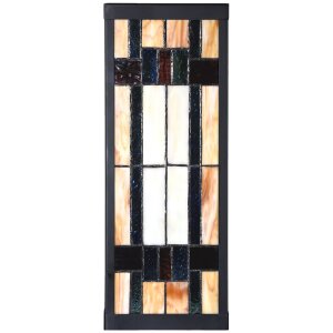 LumiLamp 5LL-6362 Lampa ścienna Tiffany beżowo-brązowa 14x16x40cm E27 szkło metal