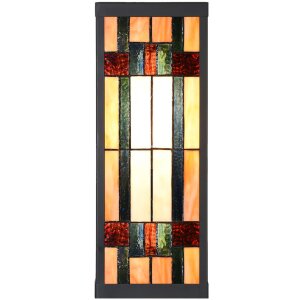 LumiLamp 5LL-6362 Lampa ścienna Tiffany beżowo-brązowa 14x16x40cm E27 szkło metal