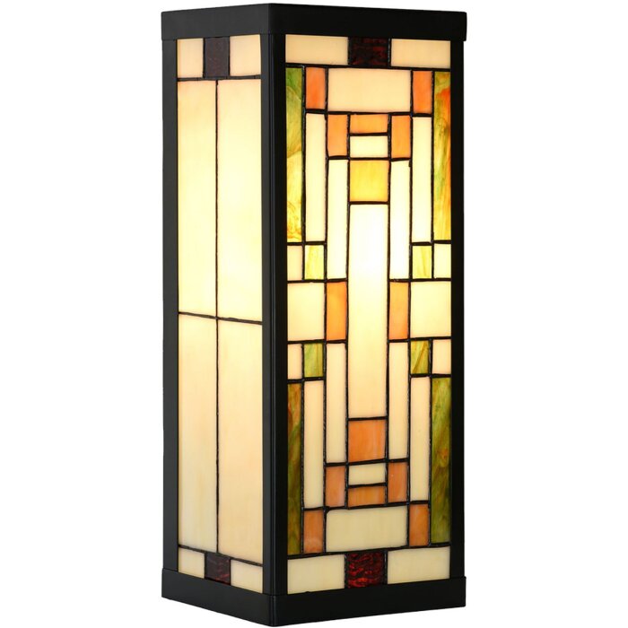 LumiLamp 5LL-6363 Lampa ścienna Tiffany beżowo-zielona 14x16x40cm E27 szkło metal