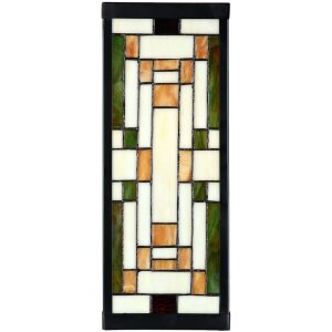 LumiLamp 5LL-6363 Lampa ścienna Tiffany beżowo-zielona 14x16x40cm E27 szkło metal