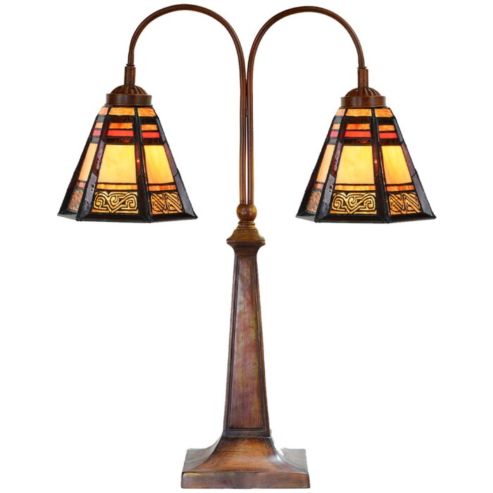LumiLamp 5LL-6366 Lampa stołowa Tiffany brązowe szkło 48x19x64 cm E27