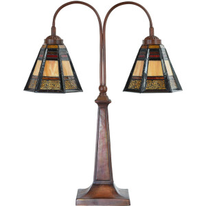 LumiLamp 5LL-6366 Lampa stołowa Tiffany brązowe szkło 48x19x64 cm E27