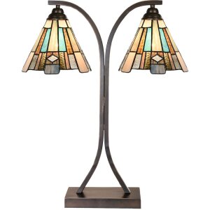 LumiLamp 5LL-6368 Lampa stołowa Tiffany brązowo-niebieska...
