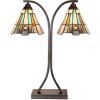 LumiLamp 5LL-6368 Lampa stołowa Tiffany brązowo-niebieska 48x19x57cm E27 2x60W