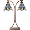 LumiLamp 5LL-6368 Lampa stołowa Tiffany brązowo-niebieska 48x19x57cm E27 2x60W