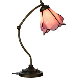 LumiLamp 5LL-6369 Lampa stołowa Tiffany różowo-brązowa 26x19x50cm E14