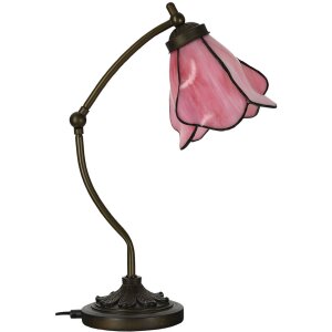 LumiLamp 5LL-6369 Lampa stołowa Tiffany różowo-brązowa 26x19x50cm E14