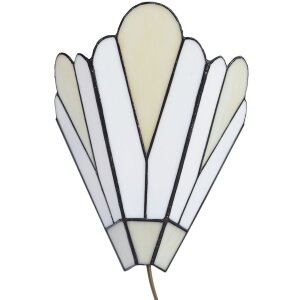 LumiLamp 5LL-6365 Lampa Ścienna Tiffany Biały Beż 20x10x29cm E14 Szkło Metal