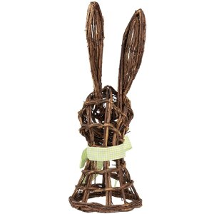 Clayre & Eef dekoracyjny królik rattanowy 17x17x40 cm z kokardą w stylu country