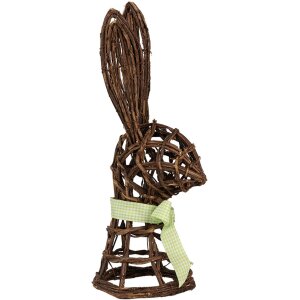 Clayre & Eef dekoracyjny królik rattanowy 17x17x40 cm z kokardą w stylu country