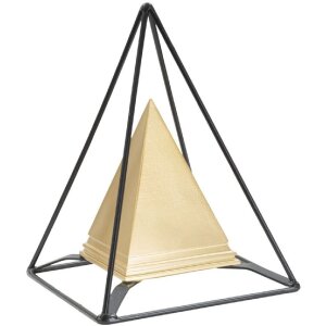 Mauro Ferretti rzeźba piramida z metalową ramą 15x15x21 cm złoto-czarny