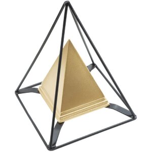 Mauro Ferretti rzeźba piramida z metalową ramą 15x15x21 cm złoto-czarny