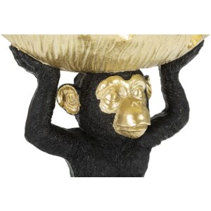 Mauro Ferretti figurka dekoracyjna małpka z liśćmi miska 25,2x21x24 cm czarne złoto