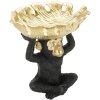 Mauro Ferretti figurka dekoracyjna małpka z liśćmi miska 25,2x21x24 cm czarne złoto