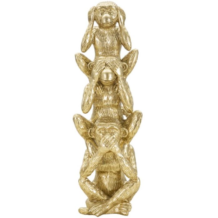 Mauro Ferretti figurka dekoracyjna małpka wieża Ø10,5x30 cm błyszczące złoto