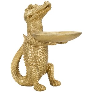 Mauro Ferretti figurka krokodyla z miską 23x15,25x26,6 cm złota