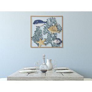 Mauro Ferretti panel ścienny ryba 50,2x3,8x50,2 cm niebieskie złoto