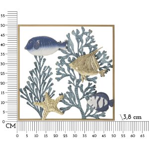 Mauro Ferretti panel ścienny ryba 50,2x3,8x50,2 cm niebieskie złoto