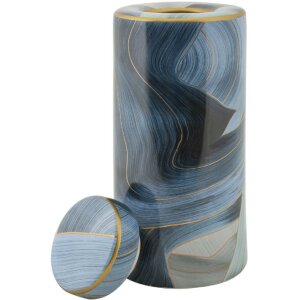 Mauro Ferretti Wazon Elegant Ø 15x34 cm niebieskie złoto z pokrywką