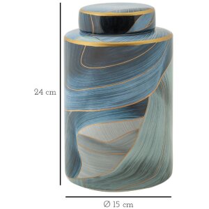 Mauro Ferretti Wazon Elegant Ø 15x24 cm niebieskie złoto z pokrywką
