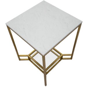 Mauro Ferretti stolik boczny Double Marble 47x47x60 cm złoty biały