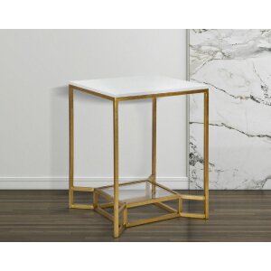 Mauro Ferretti stolik boczny Double Marble 47x47x60 cm złoty biały