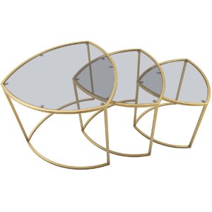 Mauro Ferretti stolik boczny Triangle zestaw 3 Ø 60x50-50x45-40x40 cm złoty