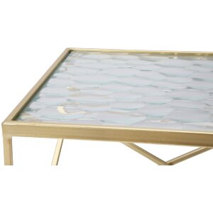Mauro Ferretti zestaw stolików bocznych Glassy 2szt 31,5x31,5x68 i 28x28x64 cm złoty