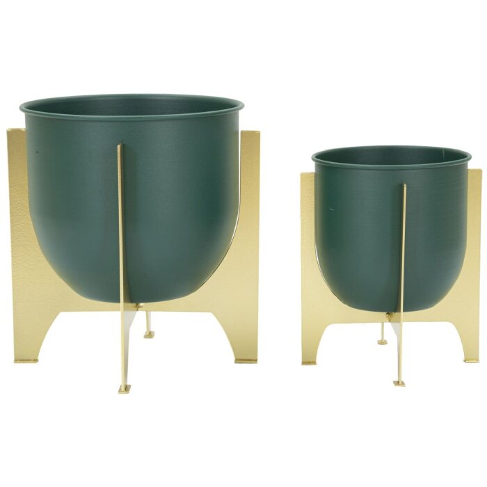 Mauro Ferretti stojak na kwiaty Grent Shet Set 2-częściowy Ø 24,5x26-19x21 cm zielone złoto