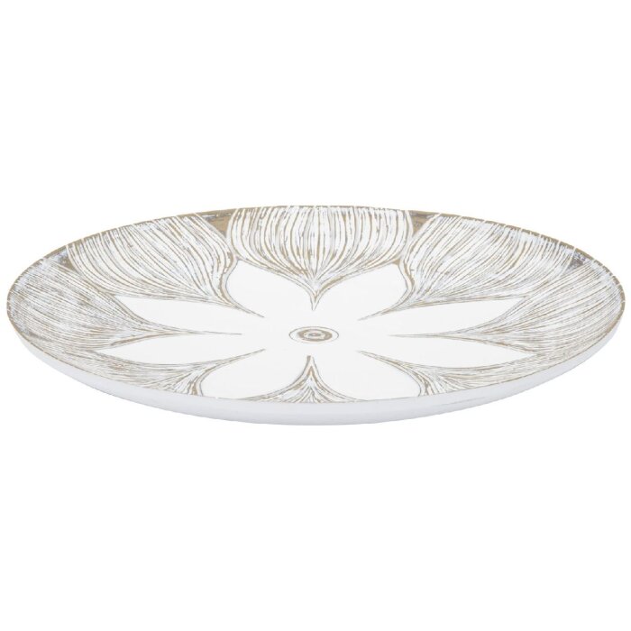 Taca dekoracyjna Mauro Ferretti Atene Polyresin White Wash Ø 35,5x4,4 cm Boho Chic